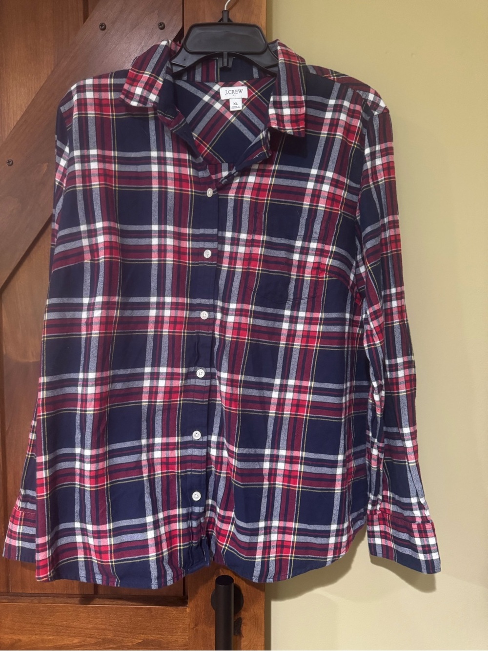 J. Crew Navy, Red & White Plaid Button-Front Shirt